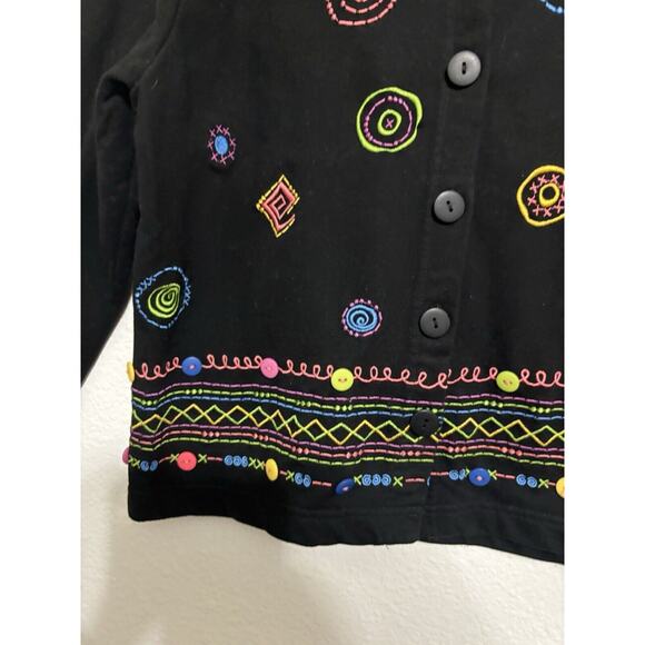 Vintage Coldwater Creek Embroidered Button-Up Jacket Boho Artsy Style Petite M - Picture 3 of 9